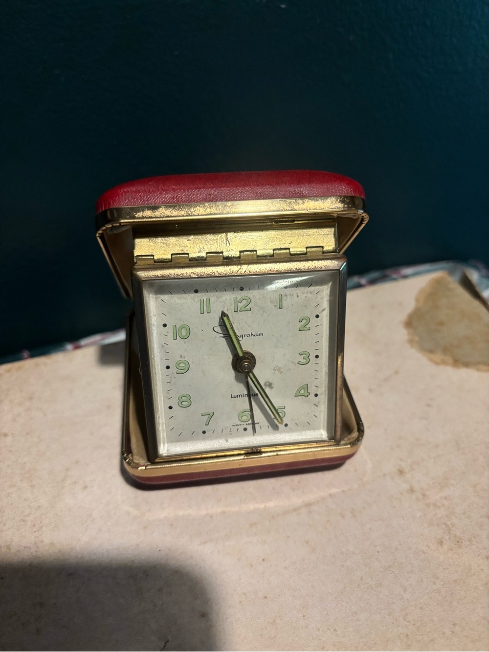 Antique Ingraham Luminous Travel Alarm Clock